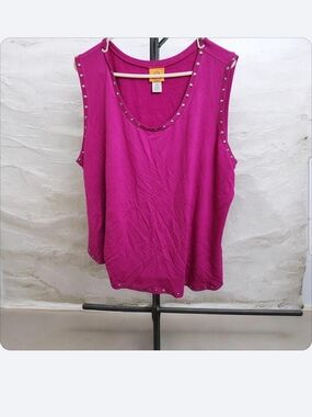 Ruby Rd. Stud-Trim Tank Top - Magenta